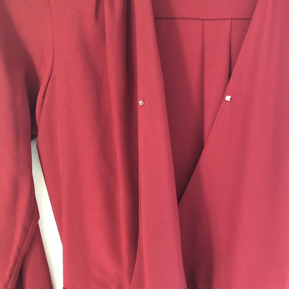 NWT 1. State Red Wine Romper w/ long sleeves Sz 0 - Picture 6 of 8